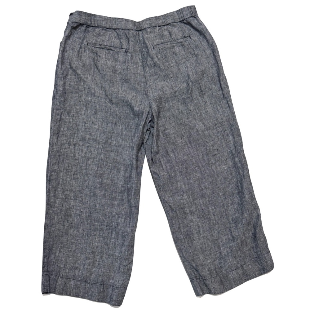 J. Jill Linen Cropped Wide Leg Pants in Charcoal Size Medium Petite - Picture 2 of 9